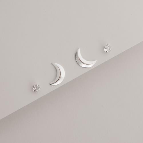 Dupla zircônia redonda 4mm e lua 12mm