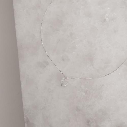 Colar zircônia coração cristal embutida 6mm 40cm