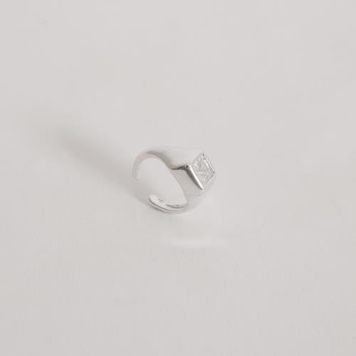 Anel dedinho zircônia quadrada aberto