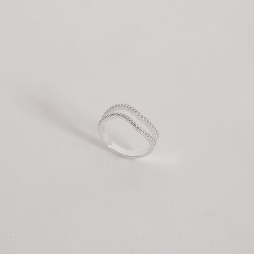 Anel duplo ondulado cravejado