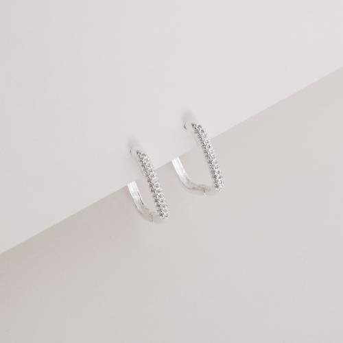 Argola click retangular cravejada 18mm