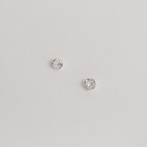 Brinco zircônia redonda cristal 6mm
