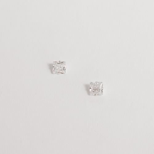 Brinco zircônia quadrada cristal 6mm
