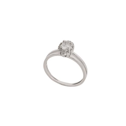 Anel fio duplo solitário cravejado