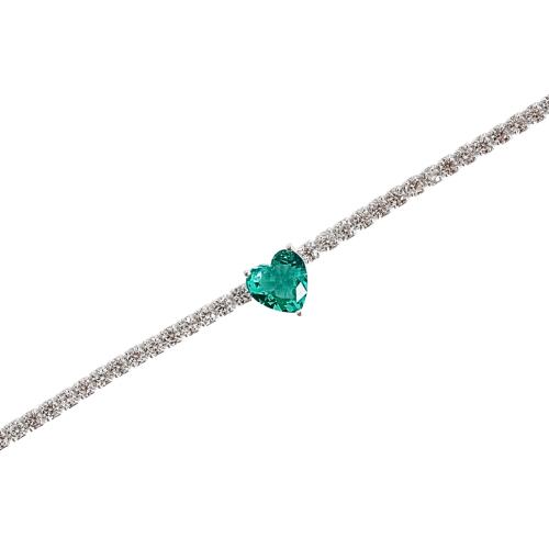 Pulseira Riviera 2.1 com zircônia coração turmalina 16+4cm