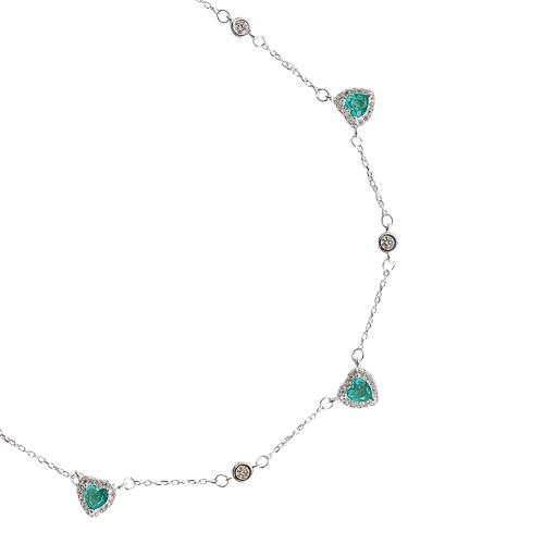 Colar entremeios zircônia redonda e zircônia coração turmalina com cravejado 7mm corrente cadeado 40+5cm