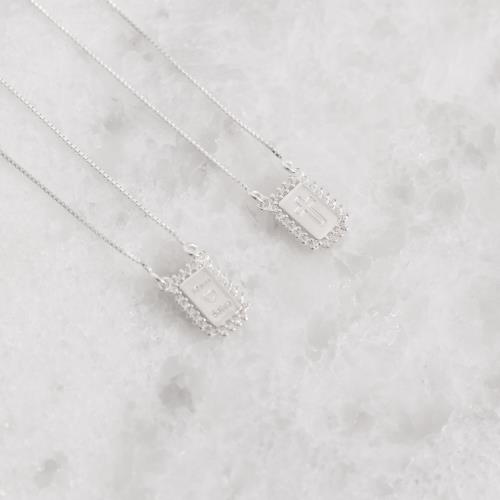 Escapulário medalhas cravejadas cruz e Jesus salva v12 60cm