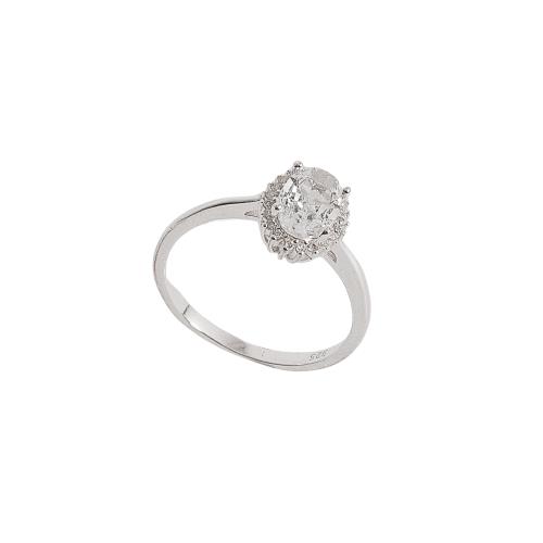 Anel zircônia oval com cravejado