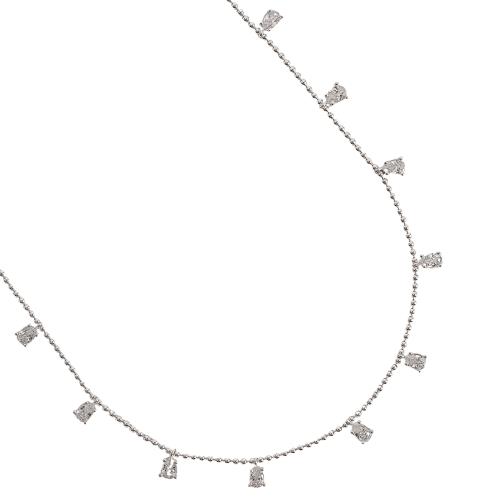 Colar micro bolas com pingentes zircônias gota 5mm 40+5cm