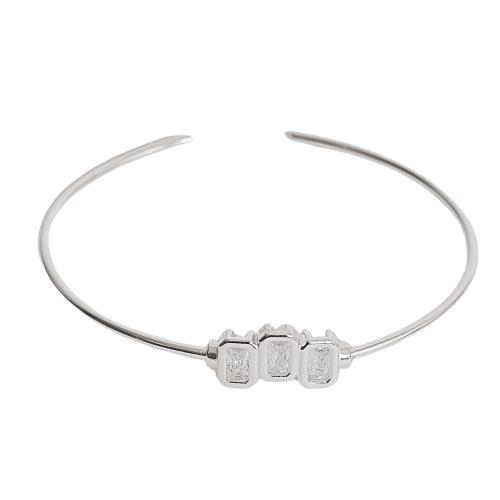 Bracelete 3 zircônias retangulares regulável