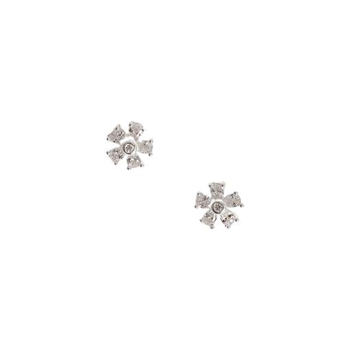 Brinco flor com zircônias cristal 7mm