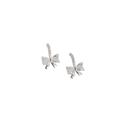 Brinco meia argola com laço cravejado 15mm tarraxa