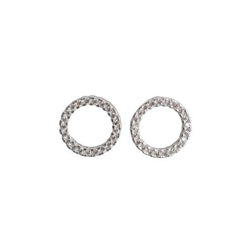 Brinco círculo vazado cravejado 14mm