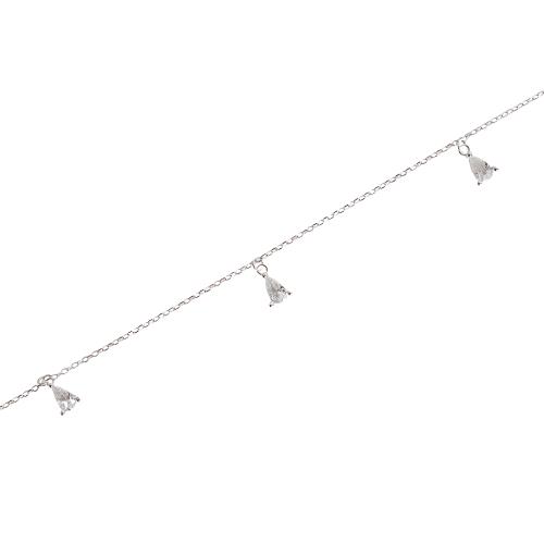 Pulseira pingentes zircônias gota 6mm 16+4cm