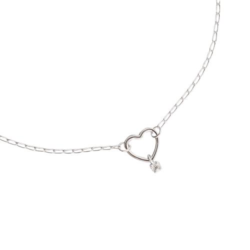 Pulseira entremeio coração vazado pingente mini zircônia