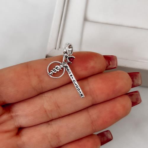 Berloque pingente placa Odontologia com símbolo e zircônia cereja envelhecido