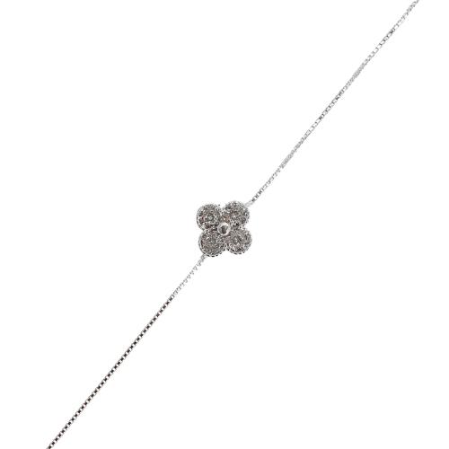 Pulseira entremeio trevo cravejado 9mm 18+5cm