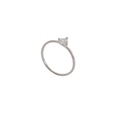 Anel solitário zircônia coração 4mm