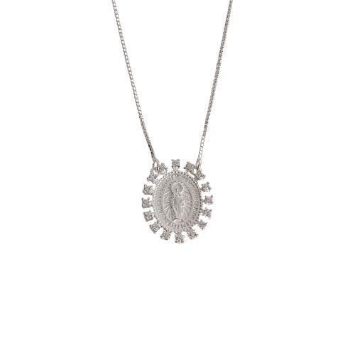 Colar entremeio medalha Nsa. Sra. das Graças com zircônias 19mm v15 45cm