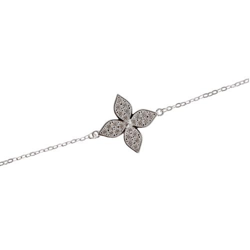 Pulseira entremeio flor cravejada 15mm 16+4cm