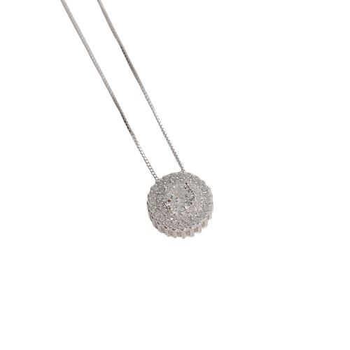 Colar zircônia redonda com duplo cravejado 13mm 45cm