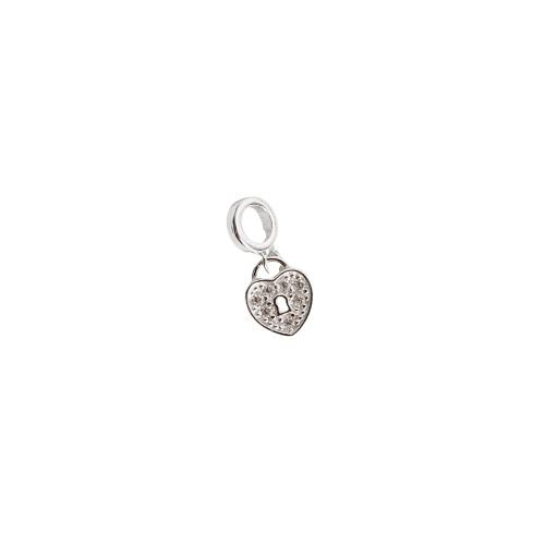 Berloque pingente cadeado coração cravejado 10mm