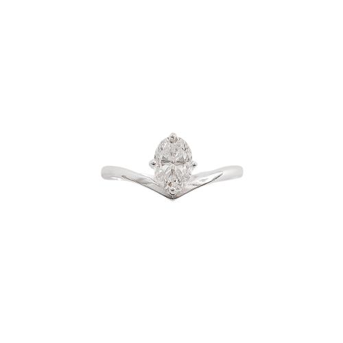 Anel v solitário moissanite oval 5x7mm