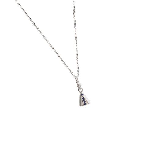 Colar pingente Nsa. Sra. Aparecida cravejada azul 11mm corrente cadeadinho 40cm