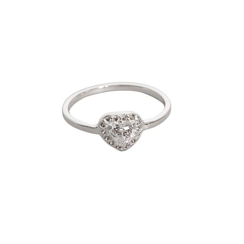 Anel solitário coração cravejado
