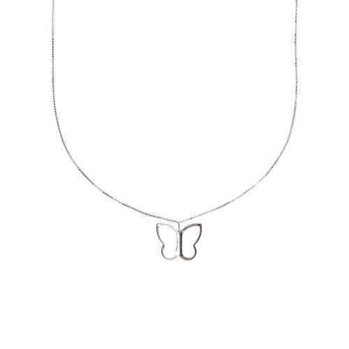 Colar pingente borboleta vazada 13mm 45cm