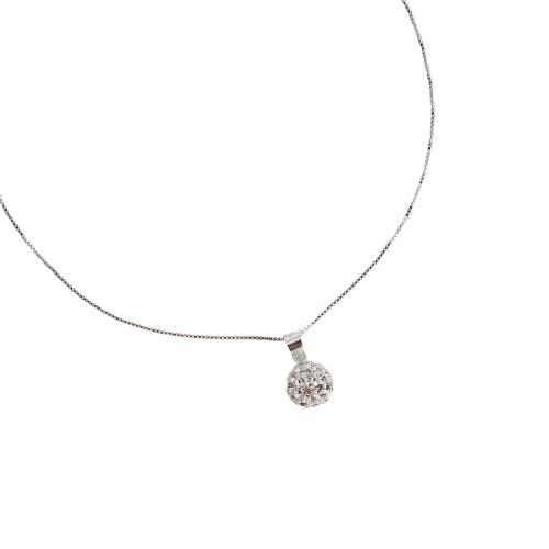 Colar pingente bola cravejada 6mm 40cm