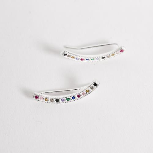 Brinco ear cuff cravejado colorido