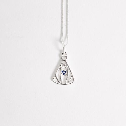 Colar pingente Nsa. Sra. Aparecida detalhe cravejado 20mm 45cm