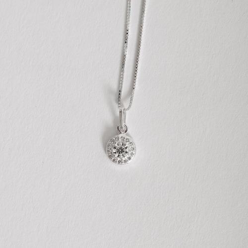 Colar pingente círculo cravejado 8mm 45cm