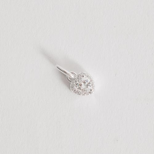Pingente zircônia coração com cravejado cristal 7mm