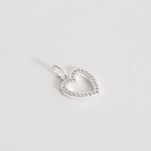 Pingente coração vazado cravejado cristal 11mm