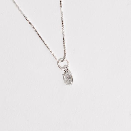 Colar pingente zircônia redonda cristal 5mm 40cm