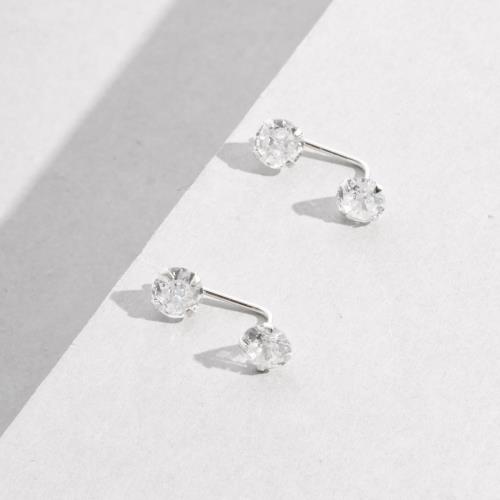 Brinco duas zircônias cristal 5mm