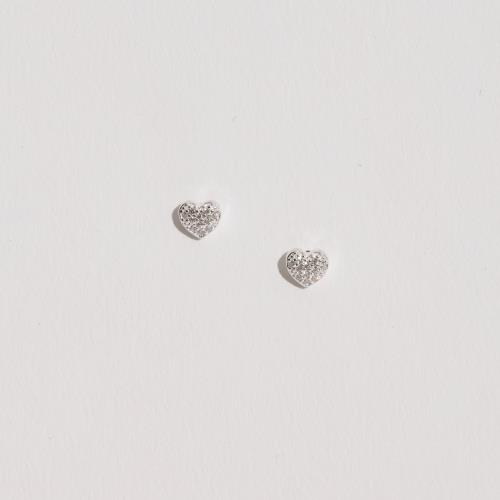 Brinco coração todo cravejado 5mm