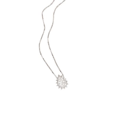 Colar zircônia gota com cravejado 10mm 45cm
