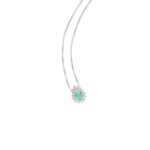 Colar zircônia gota turmalina com cravejado 10mm 45cm