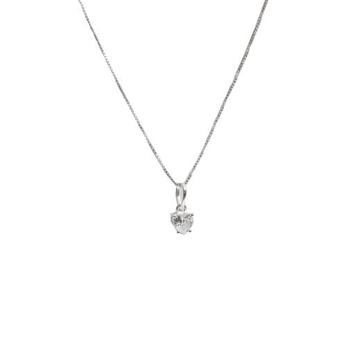 Colar pingente zircônia coração 5mm caixa alta 40cm