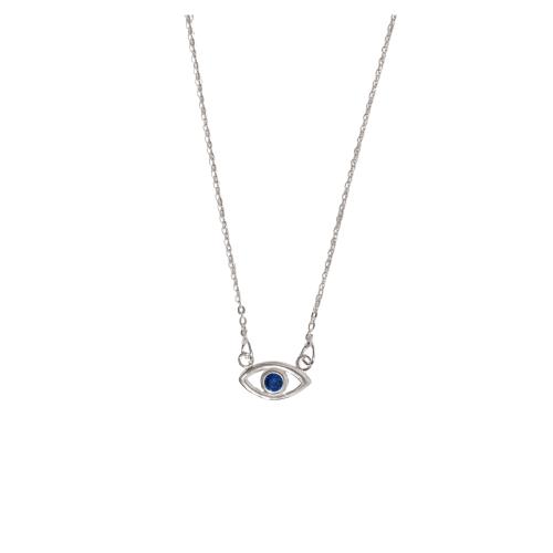 Colar olho com zircônia azul 12mm corrente cadeado 40cm com alongadora