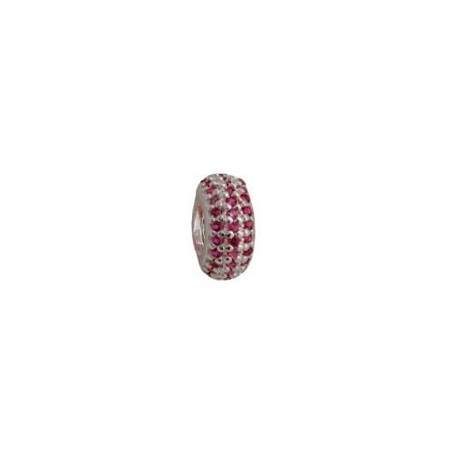 Berloque separador triplo cravejado rosa 10mm