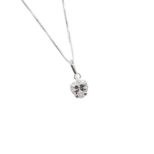 Colar pingente zircônia coração cristal 7mm 45cm