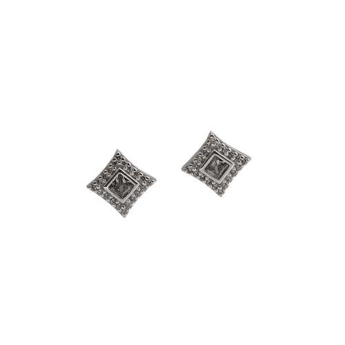 Brinco zircônia losango com cravejado 11mm