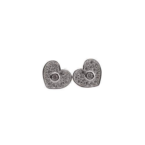 Brinco coração cravejado detalhe zircônia 8mm