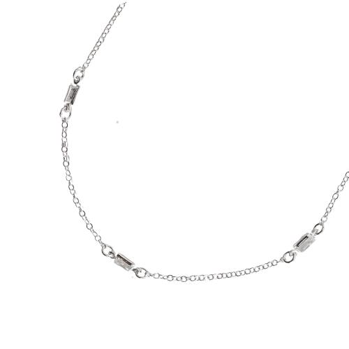 Colar entremeio zircônias retangulares 6mm 45cm