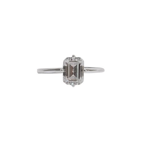 Anel solitário moissanite emerald 8x6mm
