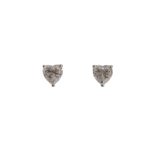 Brinco moissanite coração cristal 6x6mm 